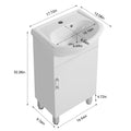 18 Inch Mini Bathroom Cabinet With Ceramic Sink White White Solid Wood