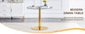 A 35 Inch Diameter Glass Top And A Modern, Minimalist Round Dining Table With Gold Metal Legs. Ideal For Dining Rooms, Living Rooms And Meeting Rooms. Model: Dt 1166 Gold Glass Metal