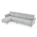 Modern Sofa 3 Seat Couch With Stainless Steel Trim And Metal Legs For Living Room,Gray Gray Foam 3 Seat