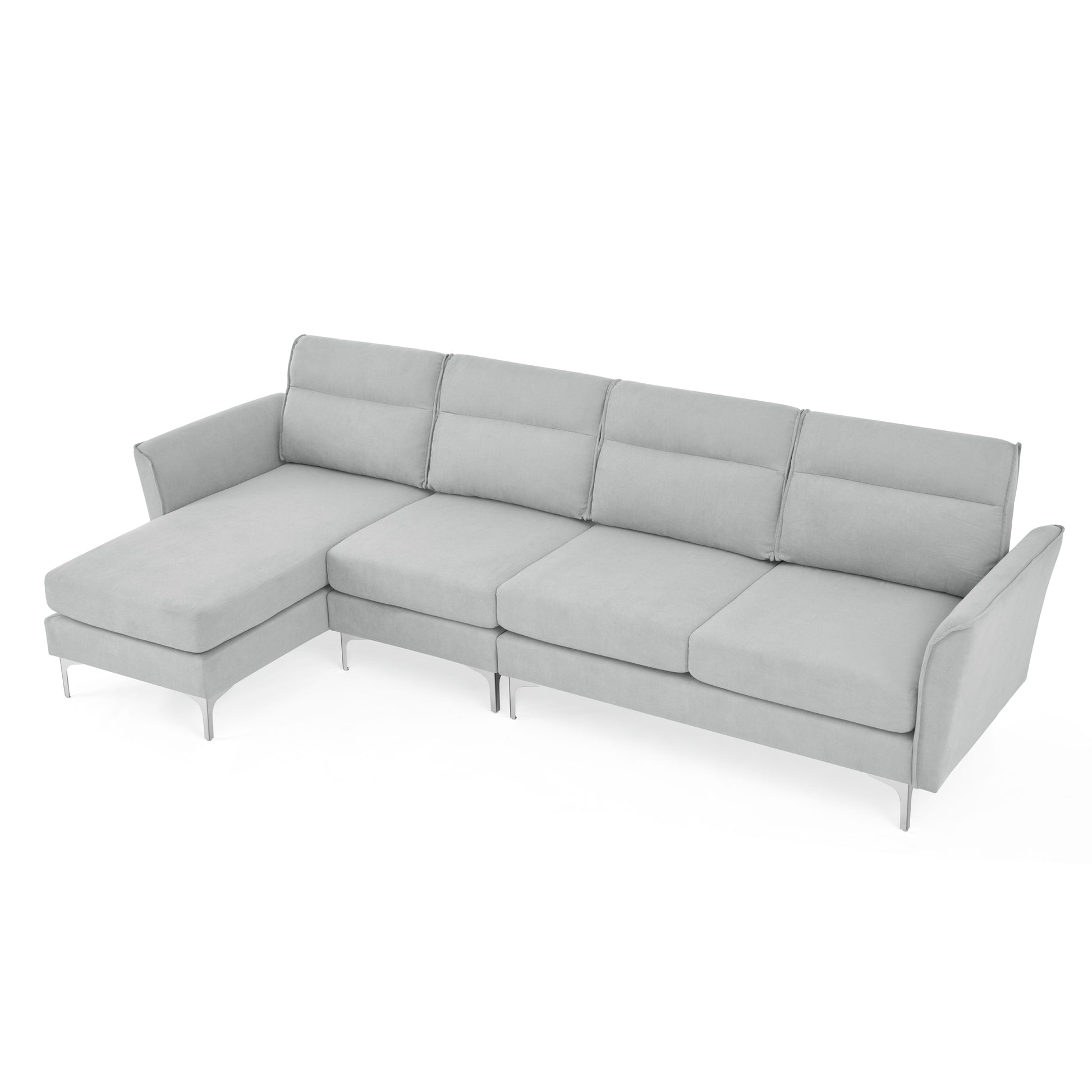 Modern Sofa 3 Seat Couch With Stainless Steel Trim And Metal Legs For Living Room,Gray Gray Foam 3 Seat