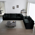 Modern Sofa Couch, 3 Piece Set Extra Deep Seat Sectional Sofa For Living Room, Oversized Sofa, 3 Seat Sofa, Loveseat And Single Sofa, Black Chenille Green Chenille 6 Seat