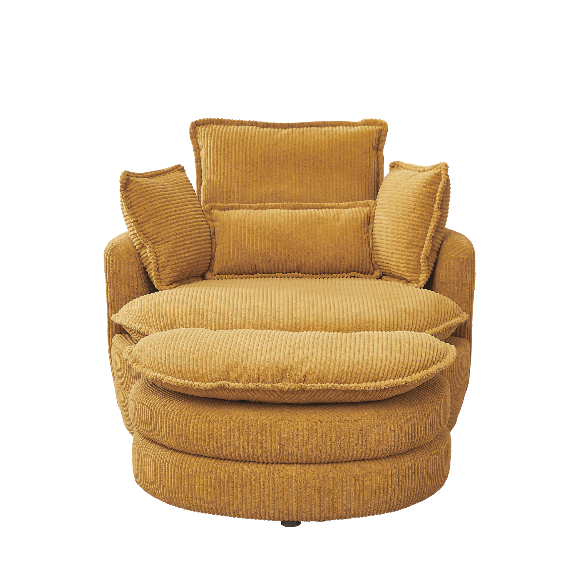 38"W Oversized Swivel Chair With Moon Storage Ottoman For Living Room, Modern Accent Round Loveseat Circle Swivel Barrel Chairs For Bedroom Cuddle Sofa Chair Lounger Armchair, 4 Pillows,Corduroy Yellow Foam Corduroy 1 Seat