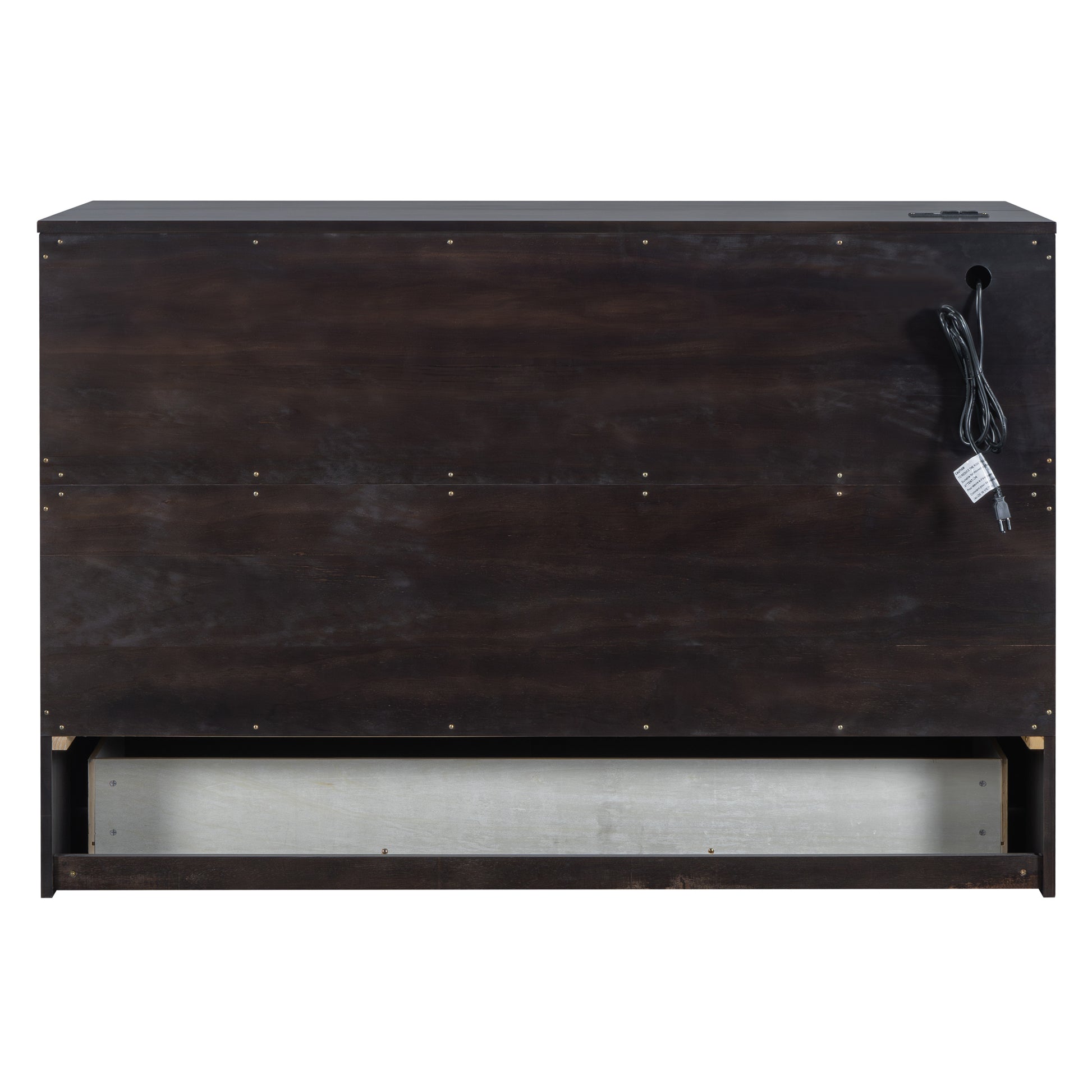 Queen Murphy Bed With Large Drawers,Espresso Queen Espresso Plywood