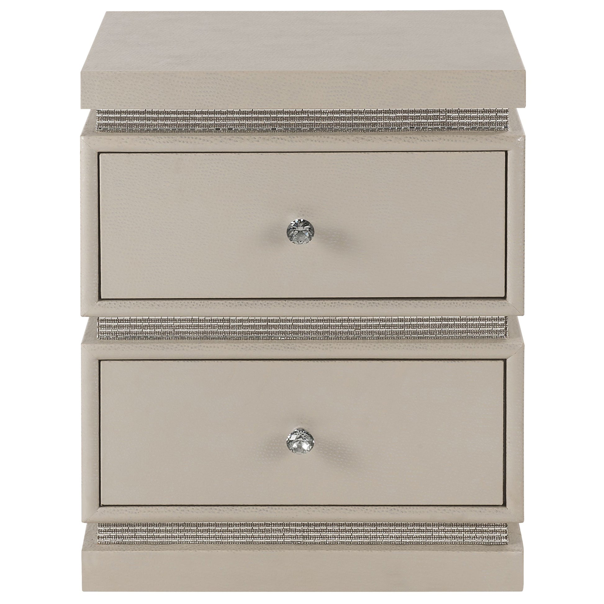 Ivory 2 Drawer Accent Table With Faux Diamonds Border Ivory Primary Living Space Traditional Drawers Rectangular Mdf