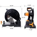 15 Amp Heavy Duty 14 Inch Metal Cutting Chop Saw W 14 Inch Carbide Tipped Blade Premium Multi Material Cut Off Chop Saw With Carbide Tipped Metal Cutting Saw Blade,Etl Certificate. Black Aluminium