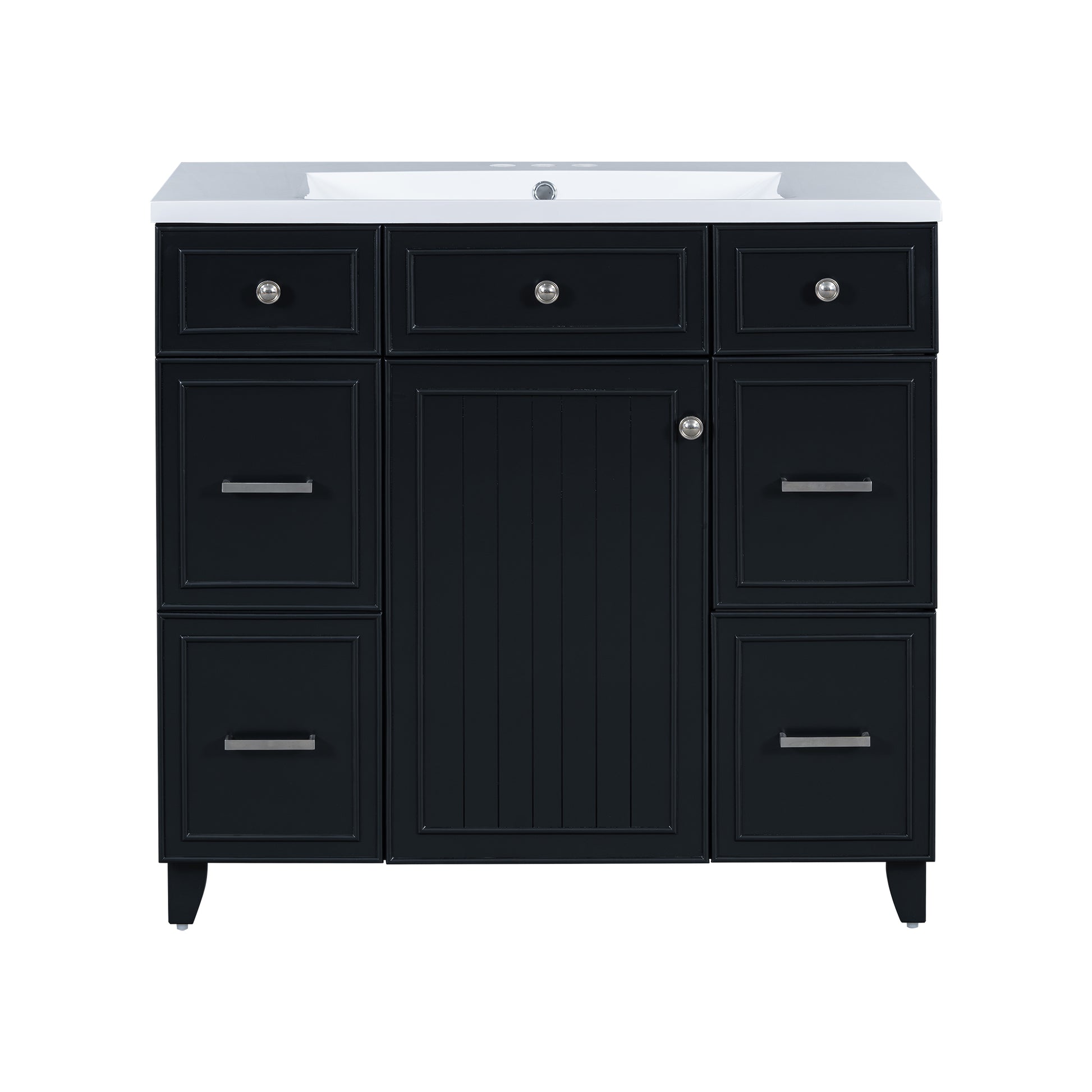 36" Bathroom Vanity Cabinet With Sink Top Combo Setblack ,Single Sink,Shaker Cabinet With Soft Closing Door And 3 Drawers Black Bathroom Solid Wood Mdf Resin