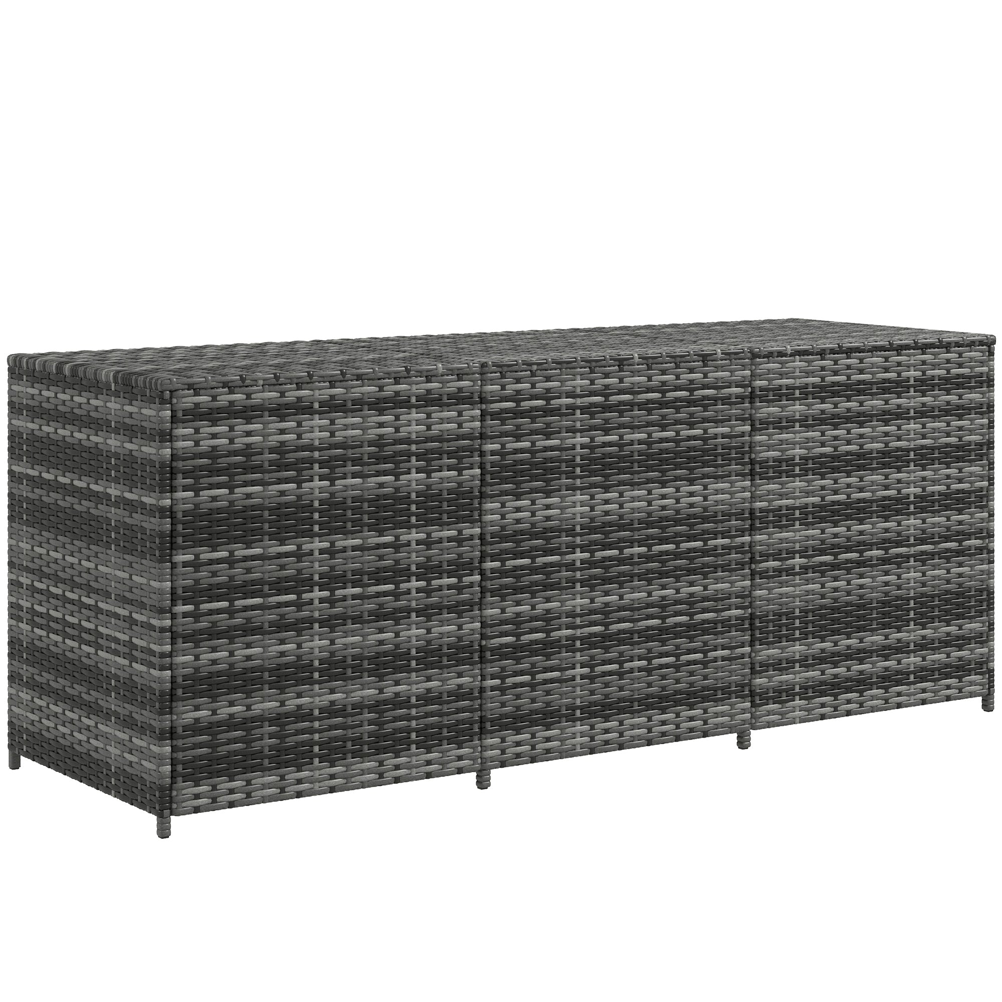 Outsunny 175 Gallon Outdoor Storage Box With Inner Liner, Pe Rattan Wicker Deck Box With Pneumatic Bar Lift For Indoor & Outdoor, Patio Furniture Cushions, Pool Toys, Garden Tools, Mixed Gray Grey Steel