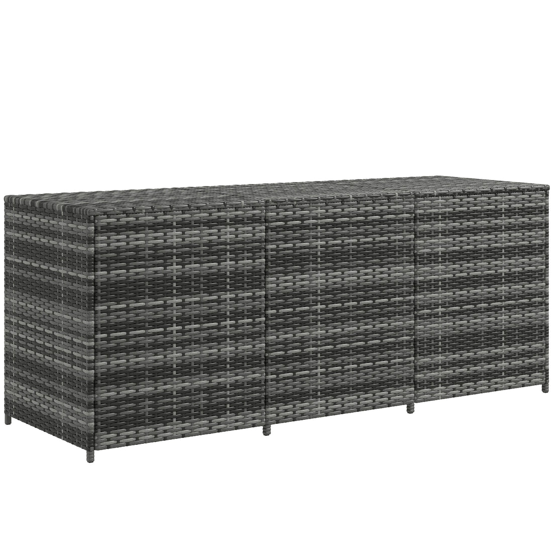 Outsunny 175 Gallon Outdoor Storage Box With Inner Liner, Pe Rattan Wicker Deck Box With Pneumatic Bar Lift For Indoor & Outdoor, Patio Furniture Cushions, Pool Toys, Garden Tools, Mixed Gray Grey Steel