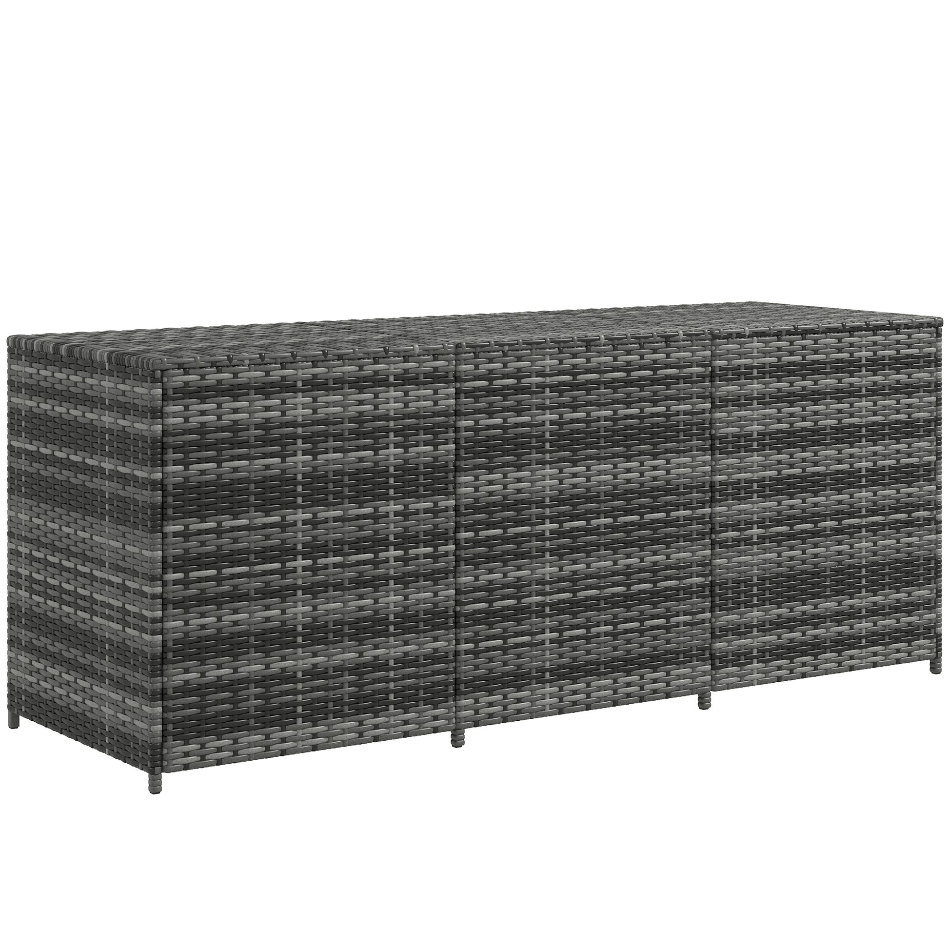 Outsunny 175 Gallon Outdoor Storage Box With Inner Liner, Pe Rattan Wicker Deck Box With Pneumatic Bar Lift For Indoor & Outdoor, Patio Furniture Cushions, Pool Toys, Garden Tools, Mixed Gray Grey Steel