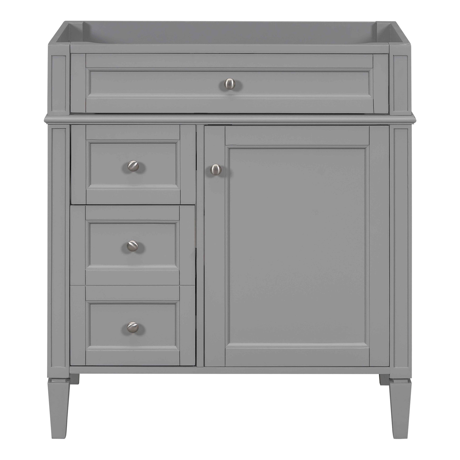 30'' Bathroom Vanity With Top Sink, Modern Bathroom Storage Cabinet With 2 Drawers And A Tip Out Drawer, Single Sink Bathroom Vanity Grey Bathroom Mdf