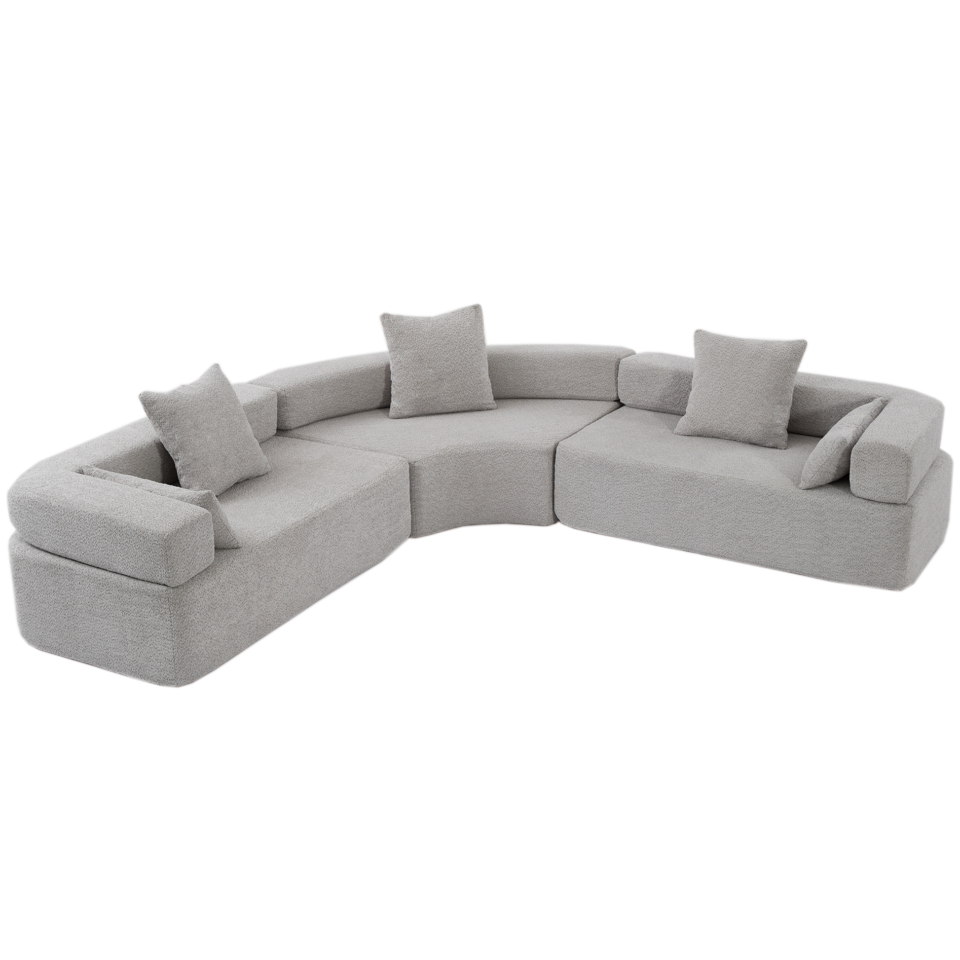 Arrived Oversized Combination Sofa,Curved Sofa,Upholstered 4 Seater Couch For Living Room, Modern Modular 3 Piece Free Combination, Semicircular Modular Sofaboucle, Gray Gray Polyester Primary Living Space Soft Tight Back Modern Square Arms Foam