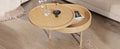 Modern Round Wood Rotating Tray Coffee Table With Storage & Metal Legs In Natural Natural Metal,Rubber Wood