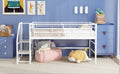 Mid Loft Bed With Storage Stairs, Twin, White Twin White Mdf Metal