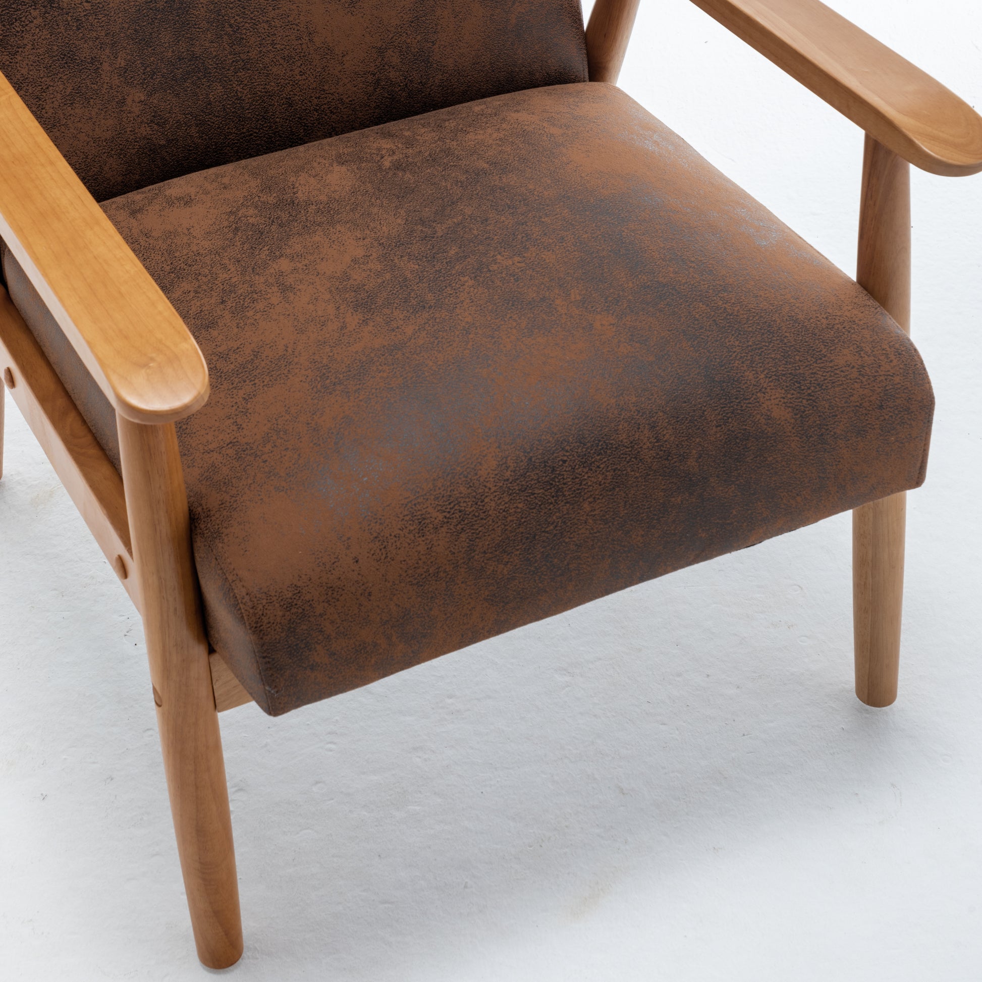 25.38'' Wide Classic Mid Century Modern Arm Chair, Light Brown Light Brown Microfiber