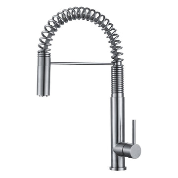Dax Single Handle Pull Down Kitchen Faucet Brushed Finish Steel Gray Stainless Steel