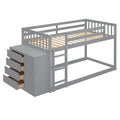 Twin Over Twin Bunk Bed With 4 Drawers And 3 Shelves Gray Twin Gray Solid Wood