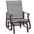 Outsunny Outdoor Glider Chair, Gliders For Outside Patio With Steel Frame And Mesh Fabric For Backyard, Garden, And Porch, Gray Grey Mesh