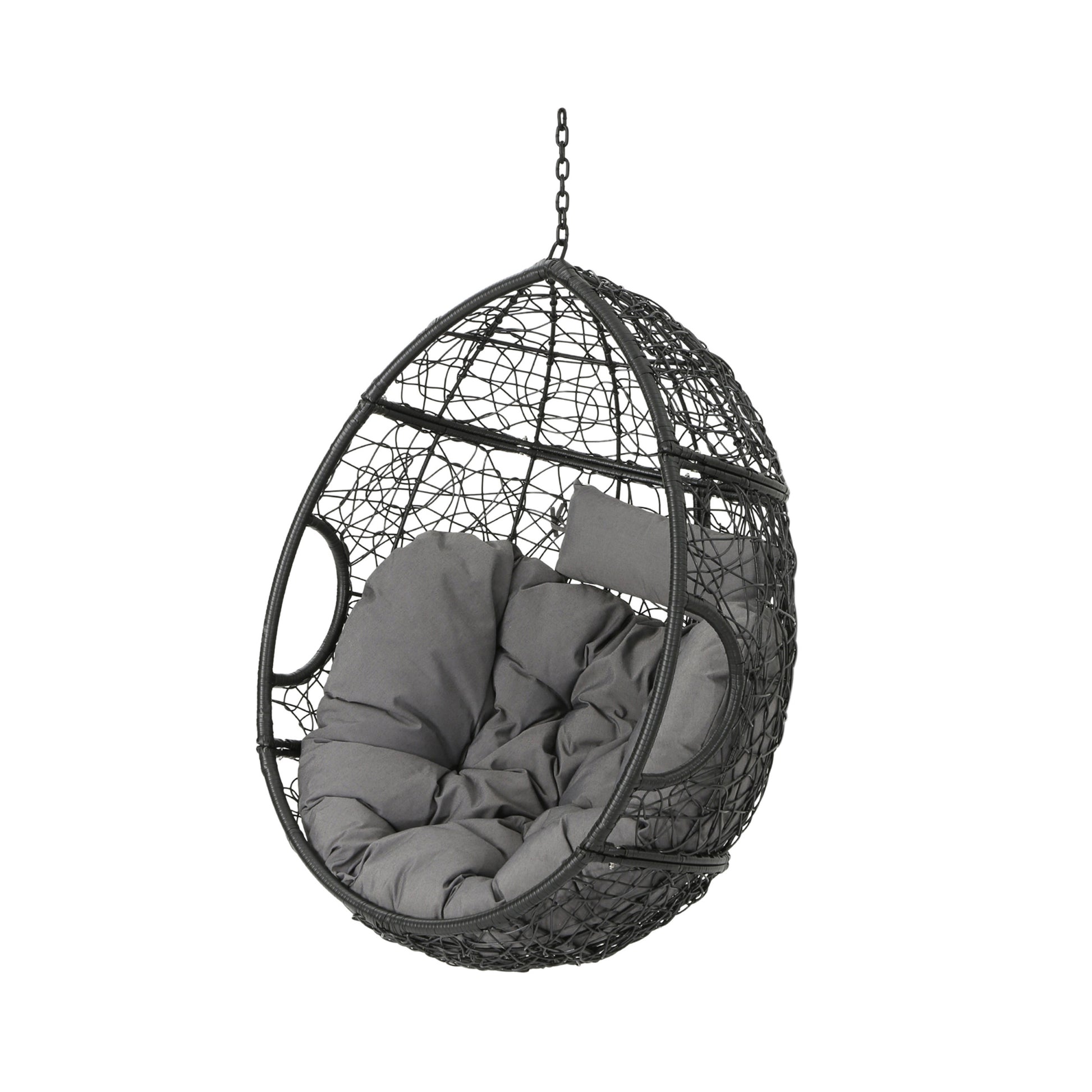 Kylie Hanging Basket Grey Only Basket ,Not Include A Hanging Stand Gray Rattan Waterproof Fabric Metal