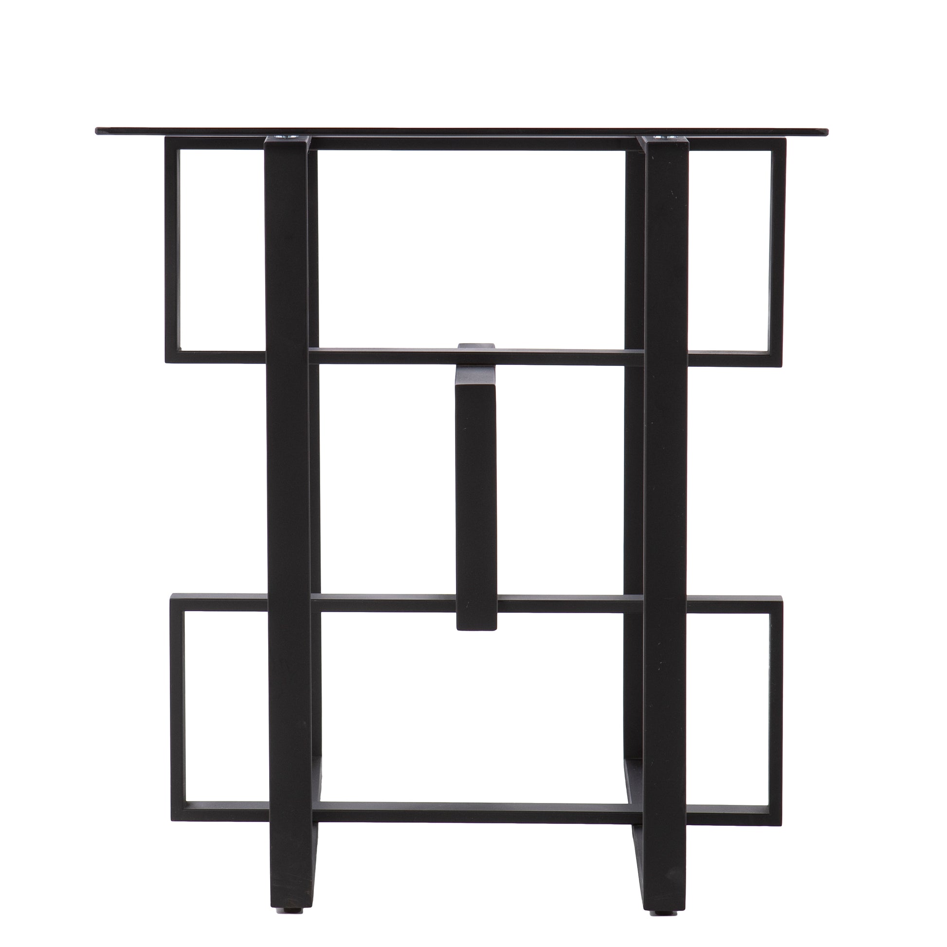 Clanlin Glass Top Accent Table Black Iron