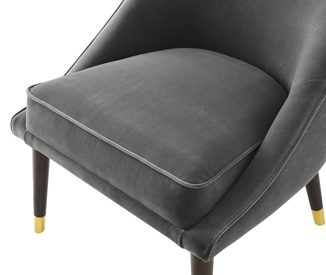 Avalon Velvet Accent Chair Charcoal Dark Gray Faux Leather