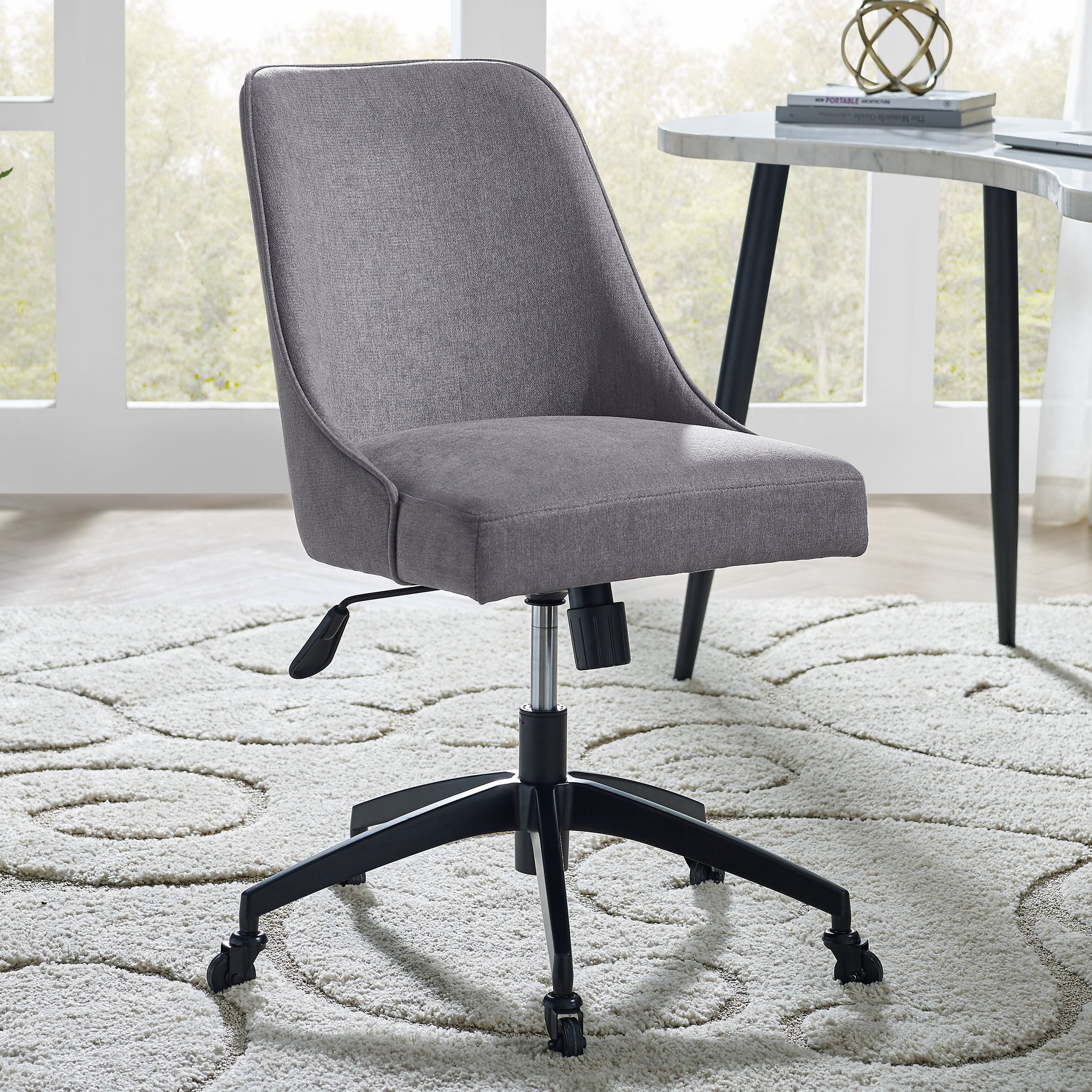 Kinsley Swivel Upholstered Desk Chair Dark Gray Dark Gray Fabric