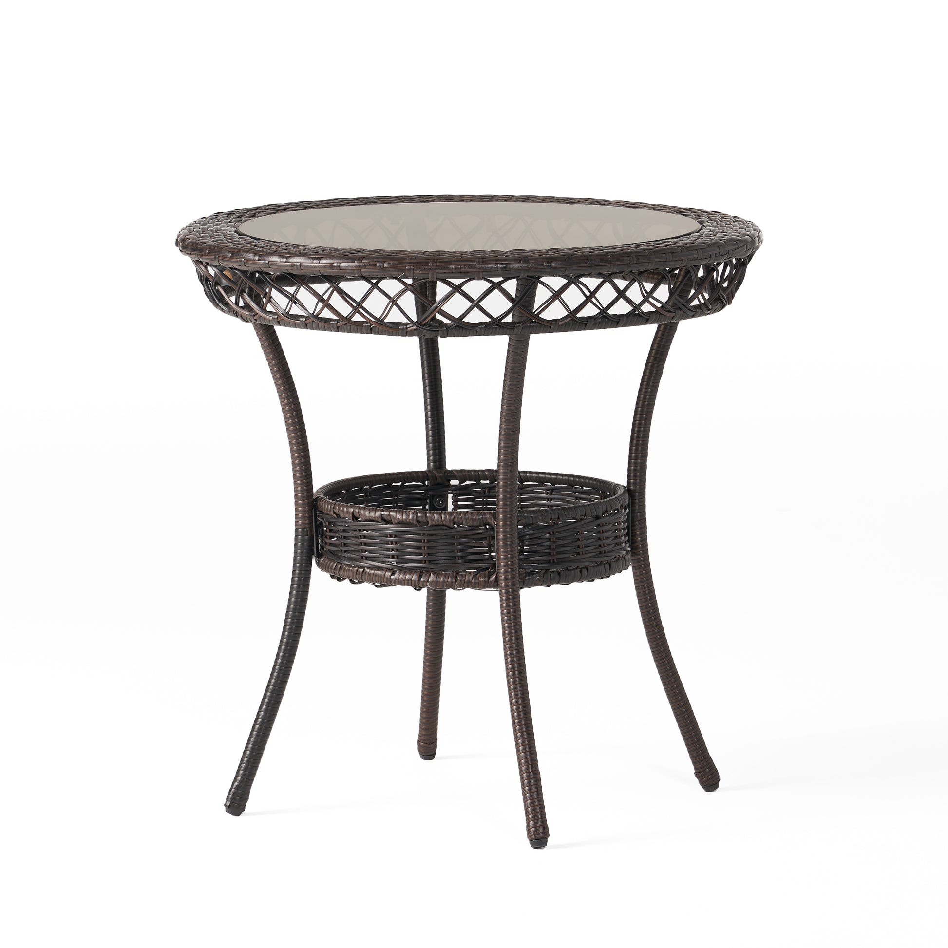 Figi Pe 27In Glass Table Brown Multi Iron