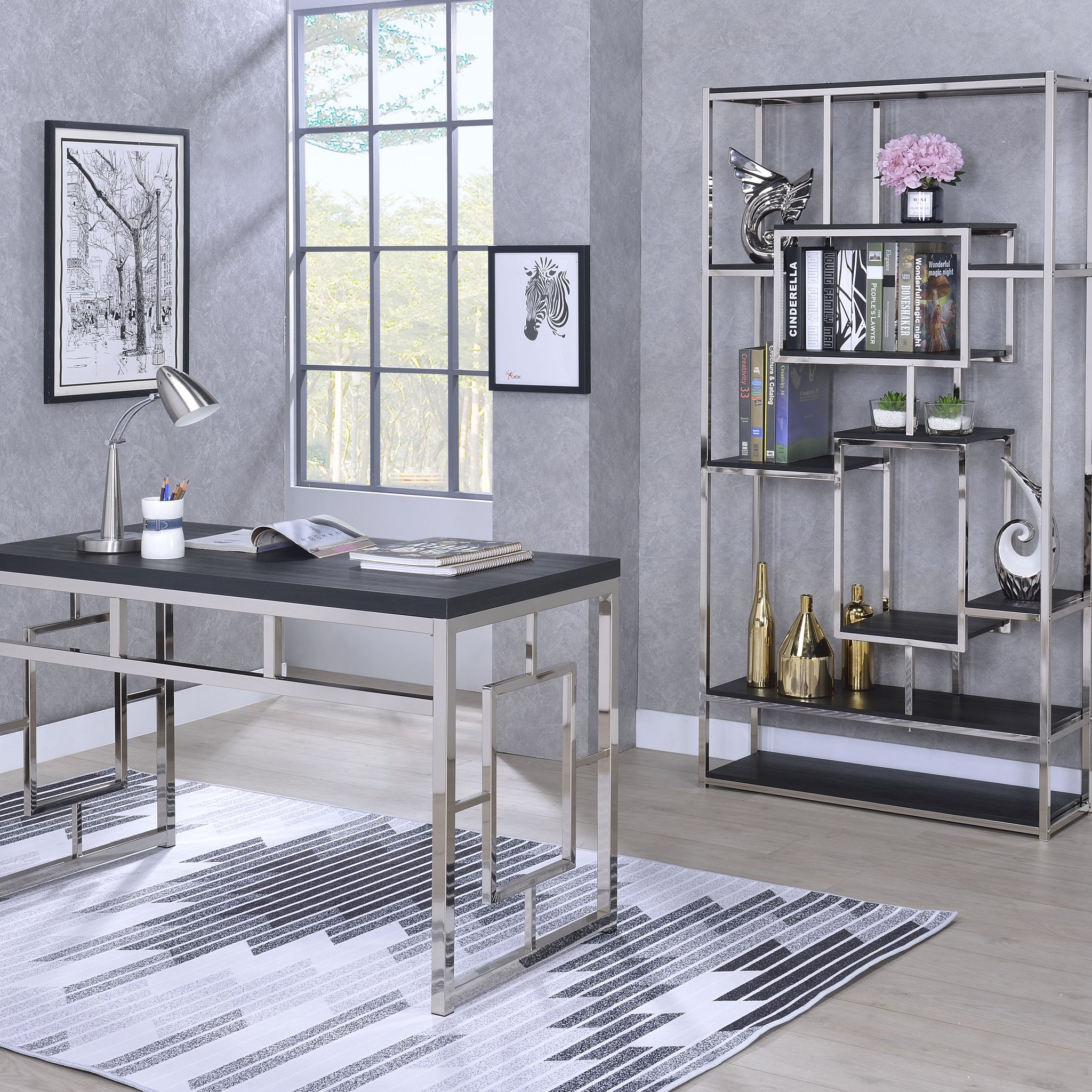 Alize Desk Charcoal Black Wood