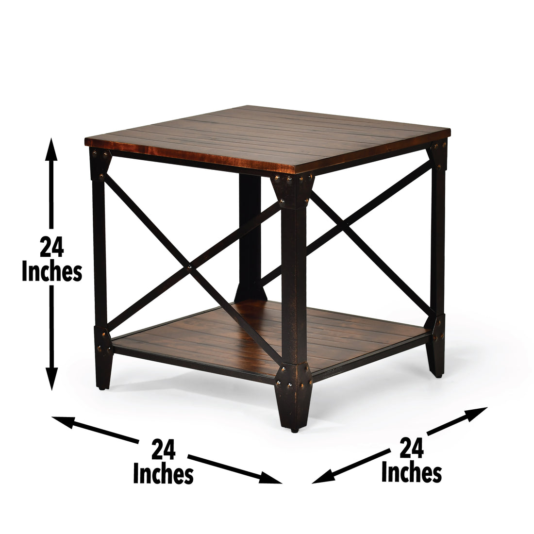 Winston Square End Table Brown Brown Steel