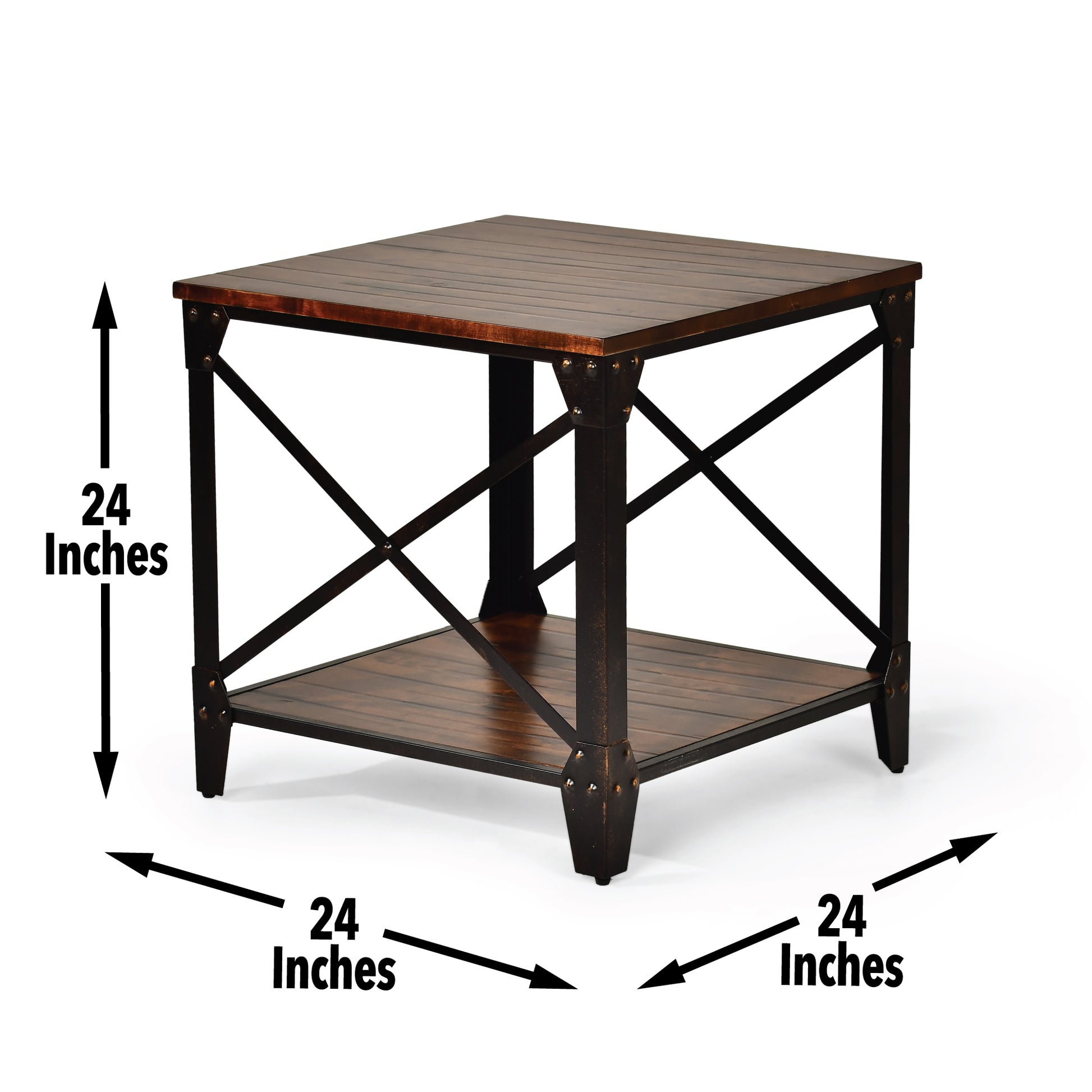 Winston Square End Table Brown Brown Steel