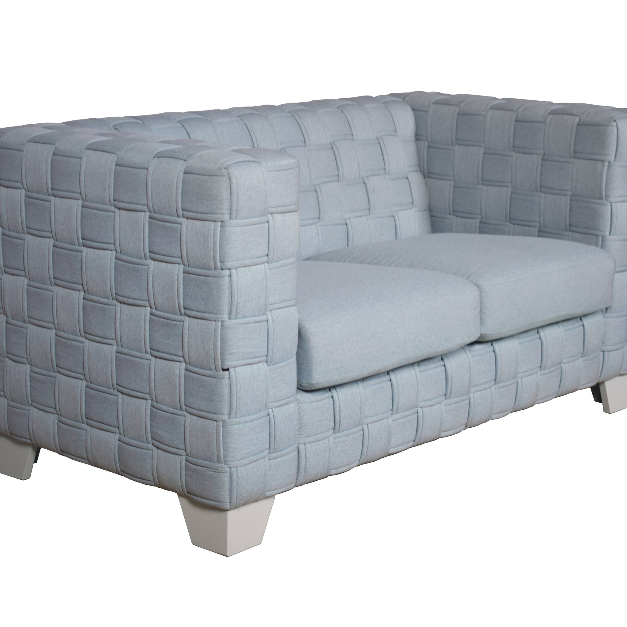 Saree Loveseat, Light Teal Chenille & White Finish Lv02347 Light Blue Chenille