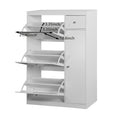 Shoe Cabinet,Freestanding Tipping Bucket Shoe Rack Organizer With 3 Flip Drawers,Entryway Narrow Shoe Storage With Adjustable Storage Shelf,Modern Slim Hidden Shoe Cabinet, White 5 Or More Spaces White Primary Living Space Particle Board