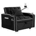 Convertible Sleeper Chair Sofa Bed Adjustable Pull Out Sleeper Chair Bed Multi Pockets Folding Sofa Bed For Living Room Bedroom Small Space,3 In 1 Sofa Bed, Black Black Velvet 1 Seat