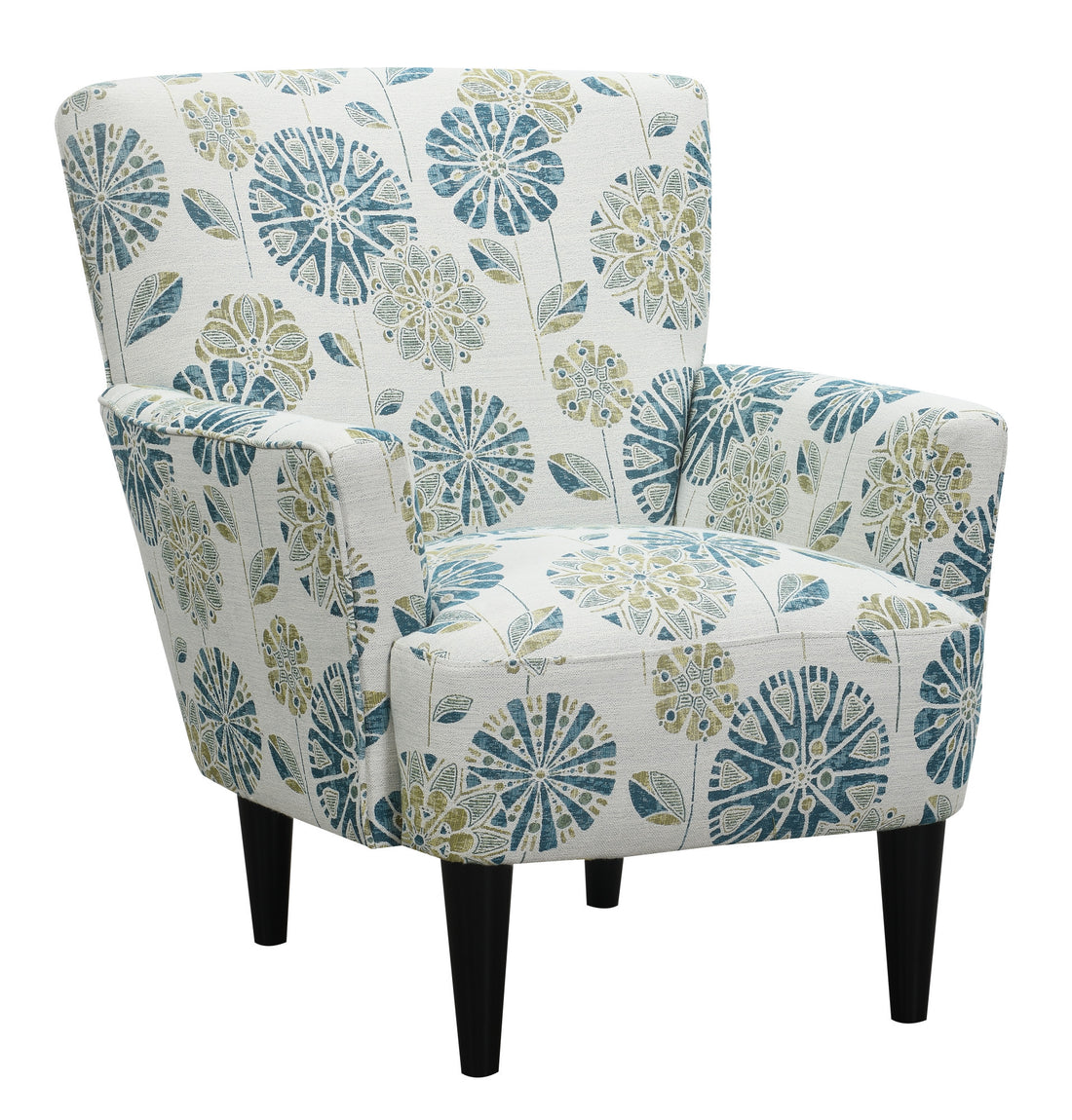 Flora Blue Floral Accent Chair Blue Foam Engineered Wood