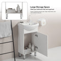 18 Inch Mini Bathroom Cabinet With Ceramic Sink White White Solid Wood