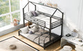 Metal House Bunk Bed, Twin Over Full, Black Full Black Metal