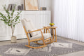 Rocking Chair Upholstered Fabric Rocking Armchair Indoor With High Backrest Glider Chairs And Lumbar Pillow For Living Room Beige Linen