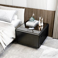 Modern Smart Side Table With Built In Fridge, Wireless Charging, Temperature Control, Power Socket, Usb Ports, Outlet Protection, Induction Light, Black Black Built In Outlets Or Usb Standing Desk Converter Primary Living Space Luxury,Modern Freestanding