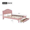 Queen Size Upholstered Platform Bed With Tufted Headboard, Led And 2 Drawers, Pink Box Spring Not Required Queen Pink Wood Bathroom Bed Frame Faux Leather Upholstered