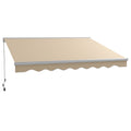 Outsunny 13' X 10' Electric Awning With Led Lights, Retractable Awning, Uv40 Sun Shade Shelter With Remote Controller And Crank Handle For Deck, Balcony, Yard, Cream White Cream White Aluminum