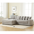 Arrived Oversized Two Piece Couches, L Shaped Sofa, Corduroy, Left Chaise Daybed,With Armrests,Eight Throw Pillows,Corner Sofa,Easy To Assemble, Gray Gray Polyester Wood Primary Living Space Medium Soft Pillow Back Modern Square Arms Wood 3 Seat