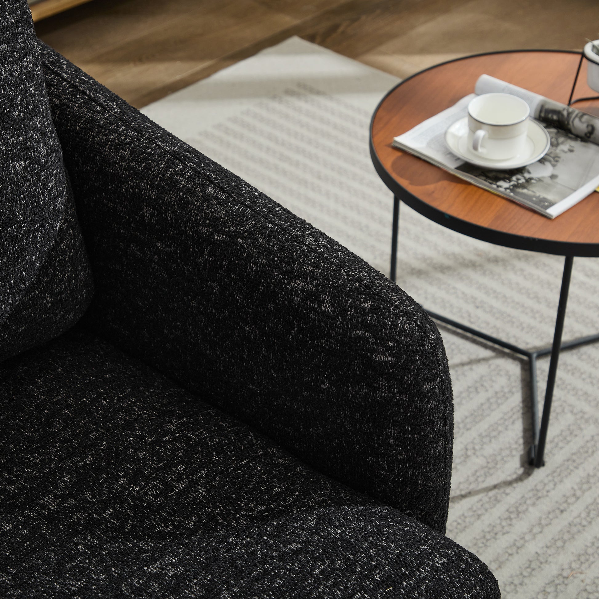 31.5"W Swivel Accent Chair And Comfy Round Accent Single Sofa Chair, 360 Degree Club Chair, Lounge Armchair For Living Room,Bedroom.Nursery.Black Gray Chenille Black Gray Chenille