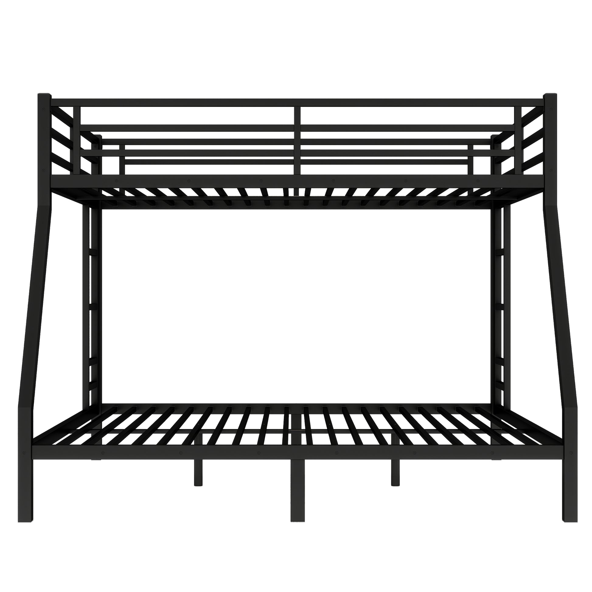 Metal Queen Over King Bunk Bed For Teens And Adults,Space Saving Noise Reduced No Box Spring Needed, Black Black Metal