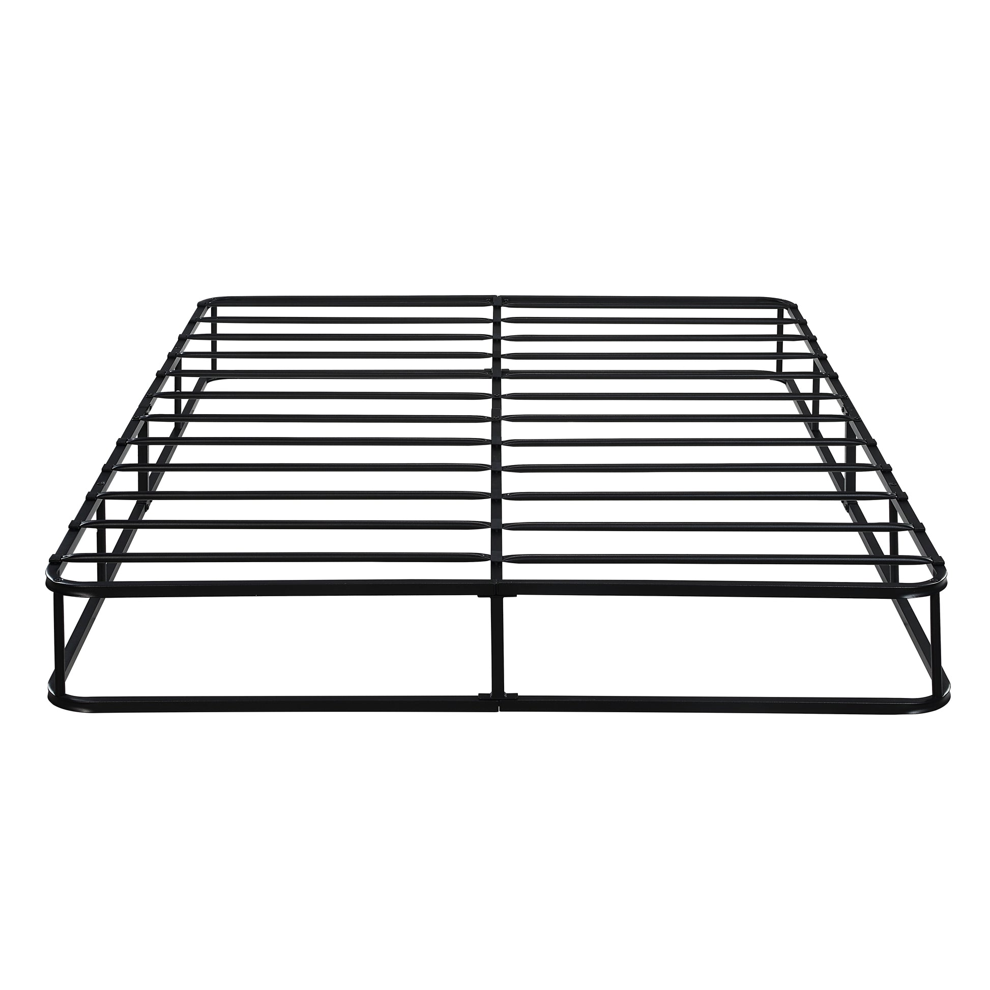 Eastern King Mattress Foundation 1Pc Black Metal Frame With Textured Fabric Cover King Black Bedroom Metal
