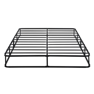 Eastern King Mattress Foundation 1Pc Black Metal Frame With Textured Fabric Cover King Black Bedroom Metal