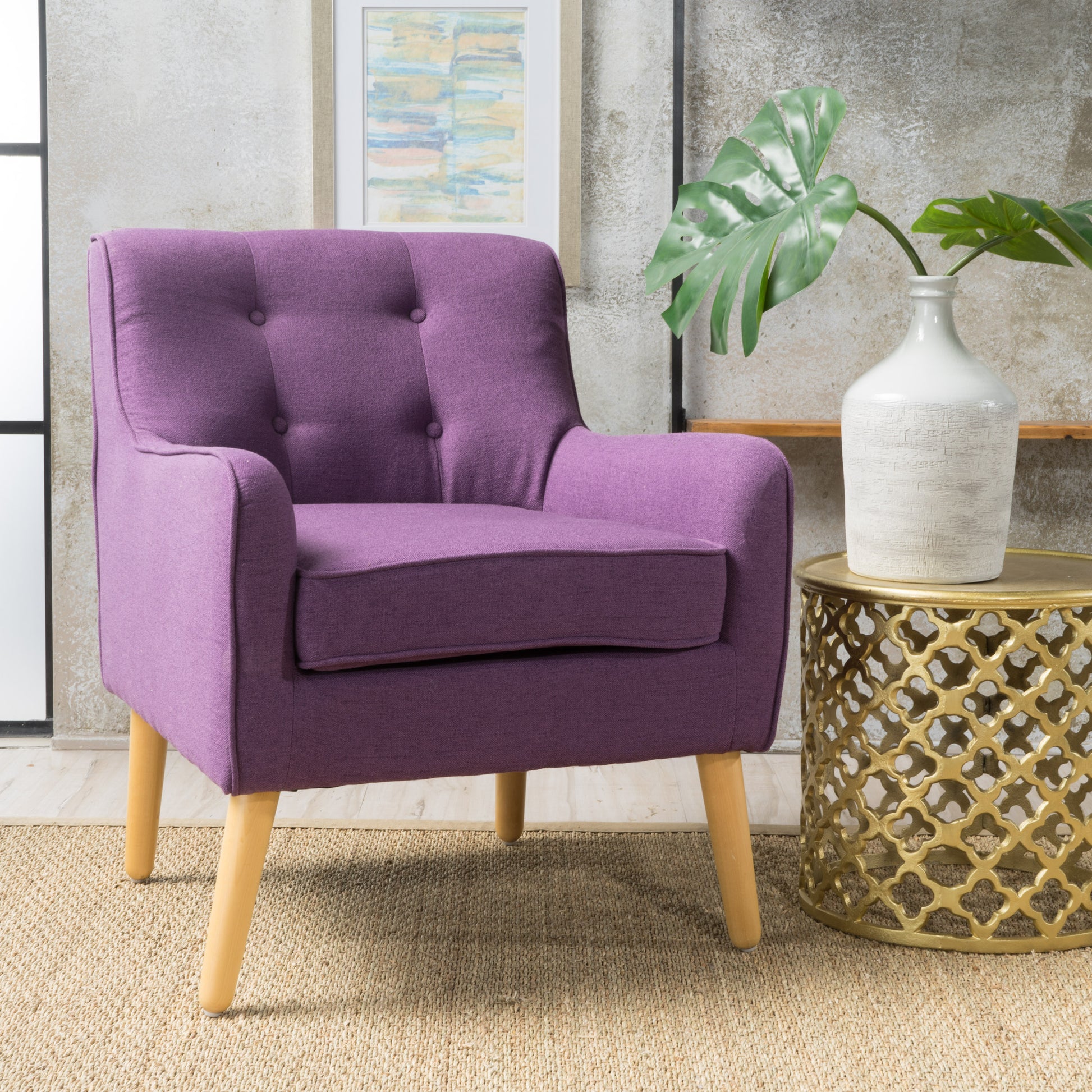 Arm Chair Purple Fabric