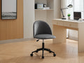 Velvet Fabric Office Chair Desk Chair, Mid Back Adjustable Swivel Computer Chair With Black Legsmodern Upholstered Desk Chair With Wheels Grey Black Foam Polyester Blend