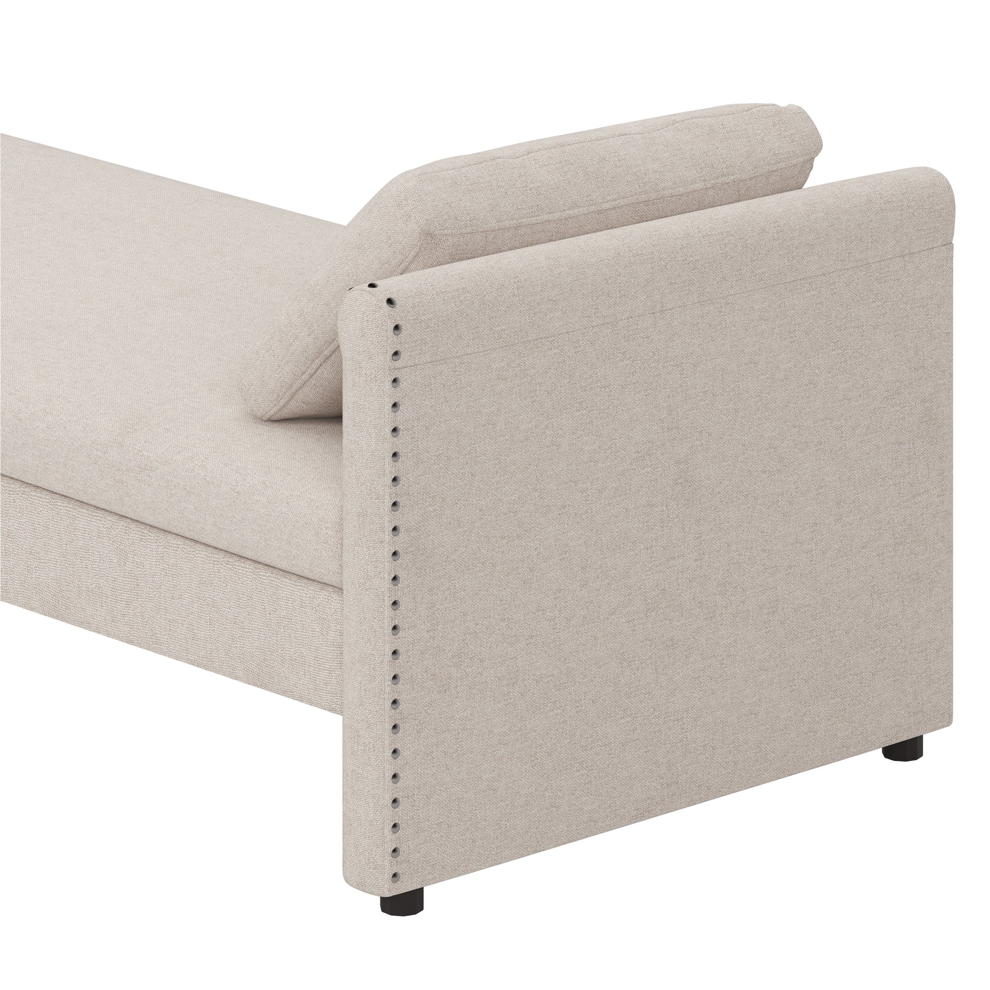 Modern Upholstered Chaise Lounger Daybed With Pillows Small Single Daybed, No Mattress Needed, Perfect For Living Rooms & Home Office,Linen Fabric, Beige Beige Linen