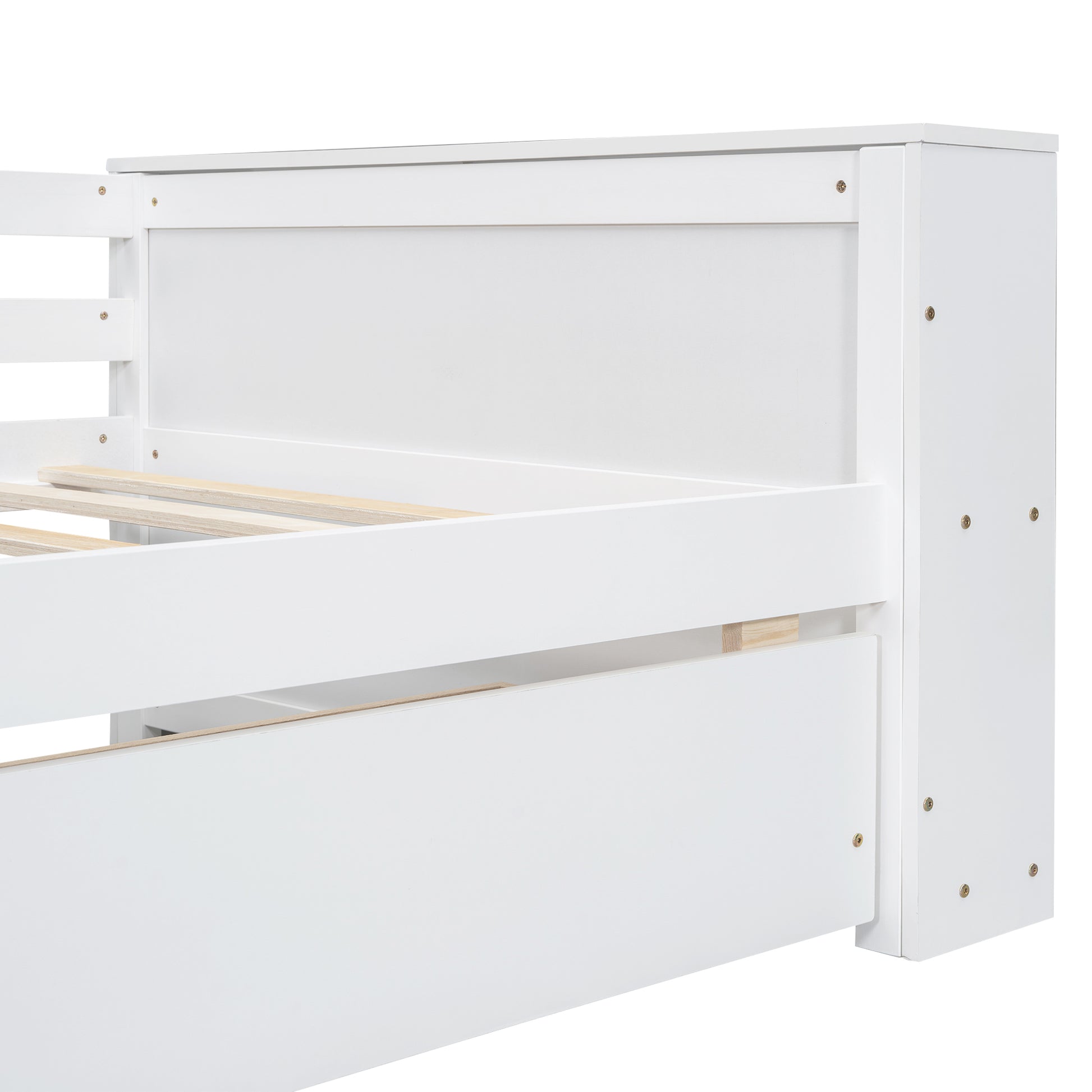 Twin Size Daybed With Shelves And Drawers, White Twin White Pine