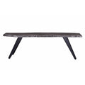 60 Inch Modern Dining Bench, Acacia Wood Table, Live Edge, Iron Legs, Gray, Black Black Gray Gray Dining Room Modern Acacia Iron Acacia Wood