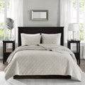 3 Piece Velvet Quilt Set Ivory King Cal King King Ivory Cotton